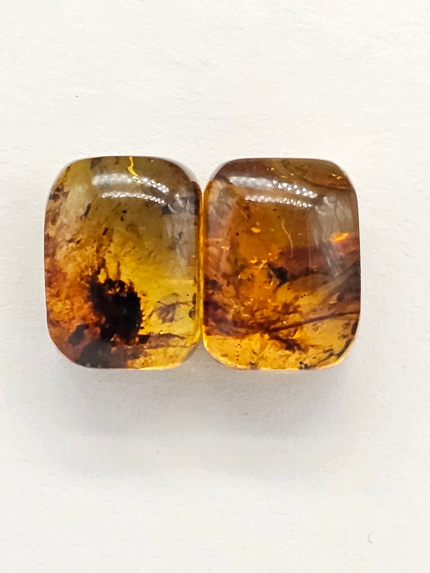 Amber cabochon pair | Artisan Cut Gemstone