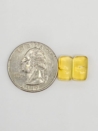 Amber cabochon pair | Artisan Cut Gemstone