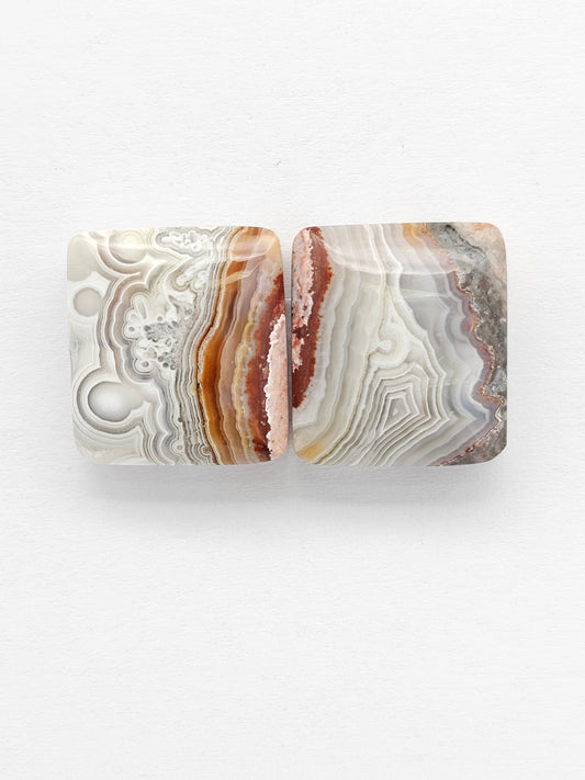 Mexican Crazy Lace Agate Pair Cabochons
