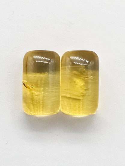 Amber cabochon pair | Artisan Cut Gemstone