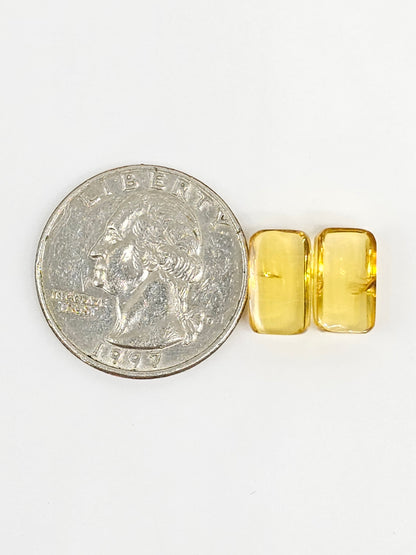 Amber cabochon pair | Artisan Cut Gemstone