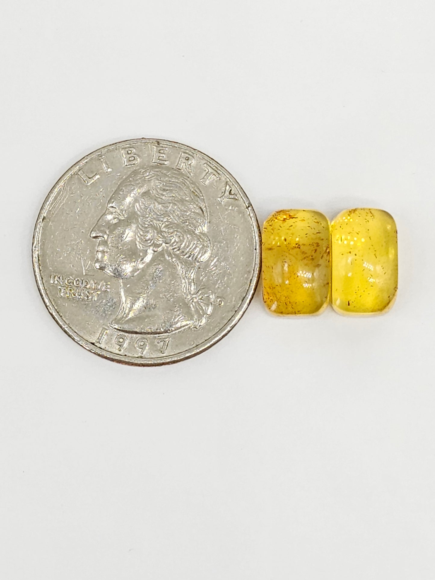 Amber cabochon pair | Artisan Cut Gemstone