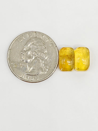 Amber cabochon pair | Artisan Cut Gemstone