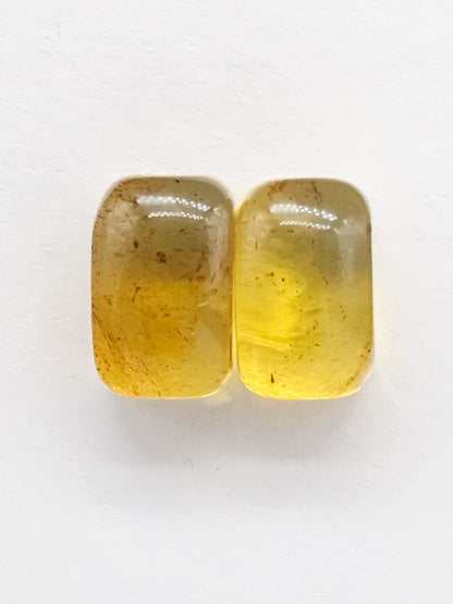 Amber cabochon pair | Artisan Cut Gemstone