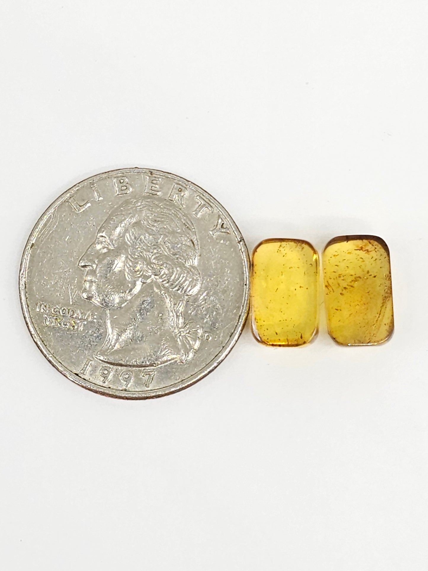 Amber cabochon pair | Artisan Cut Gemstone