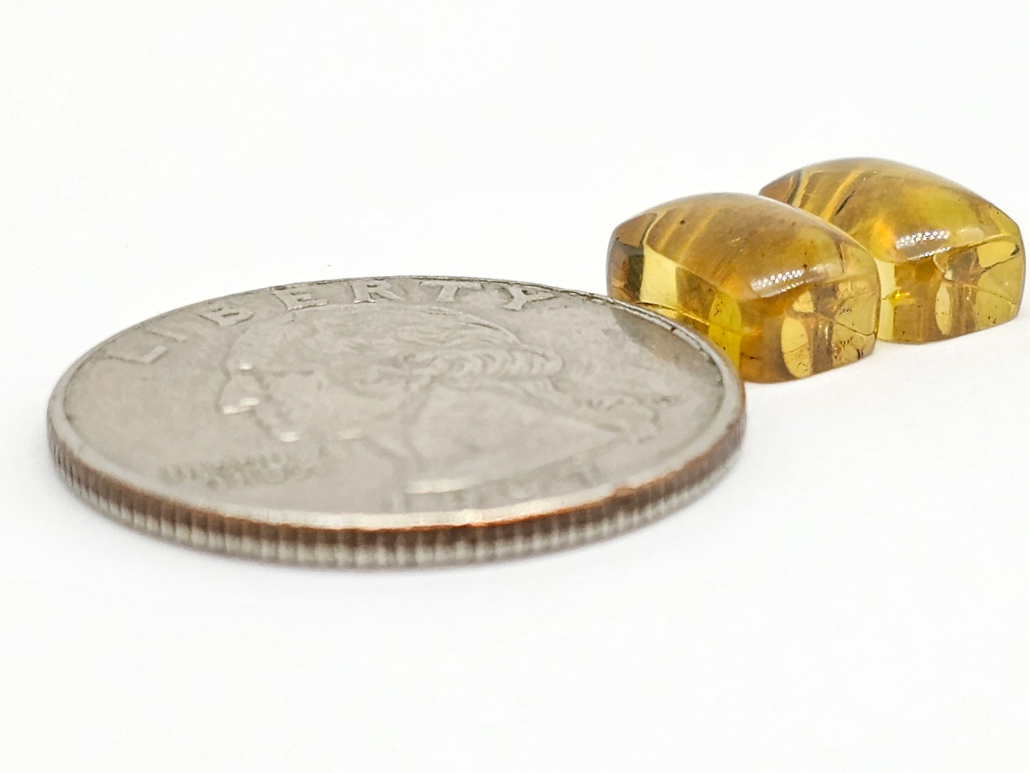 Amber cabochon pair | Artisan Cut Gemstone