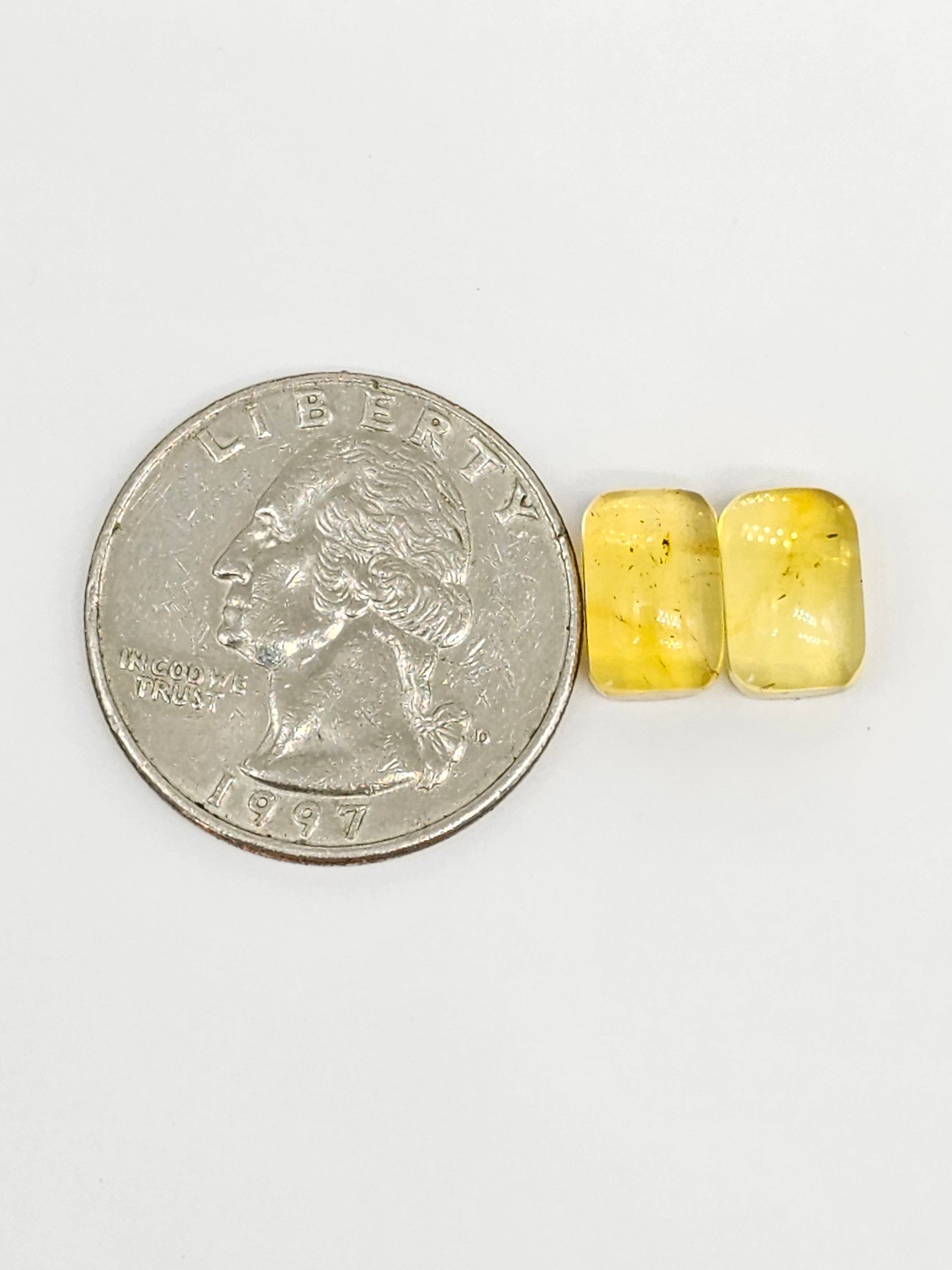 Amber cabochon pair | Artisan Cut Gemstone