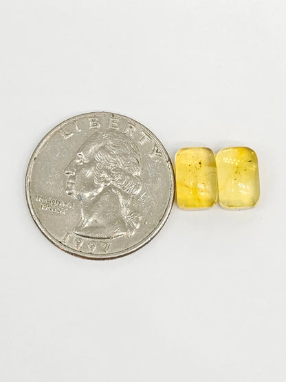 Amber cabochon pair | Artisan Cut Gemstone