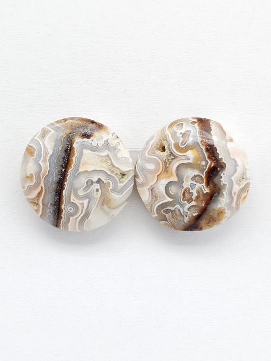 Mexican Crazy Lace Agate Pair Cabochons