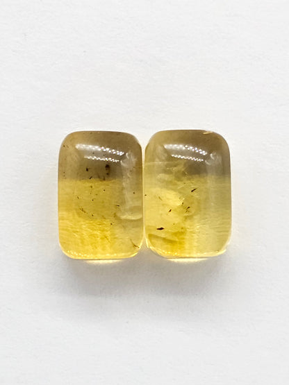Amber cabochon pair | Artisan Cut Gemstone
