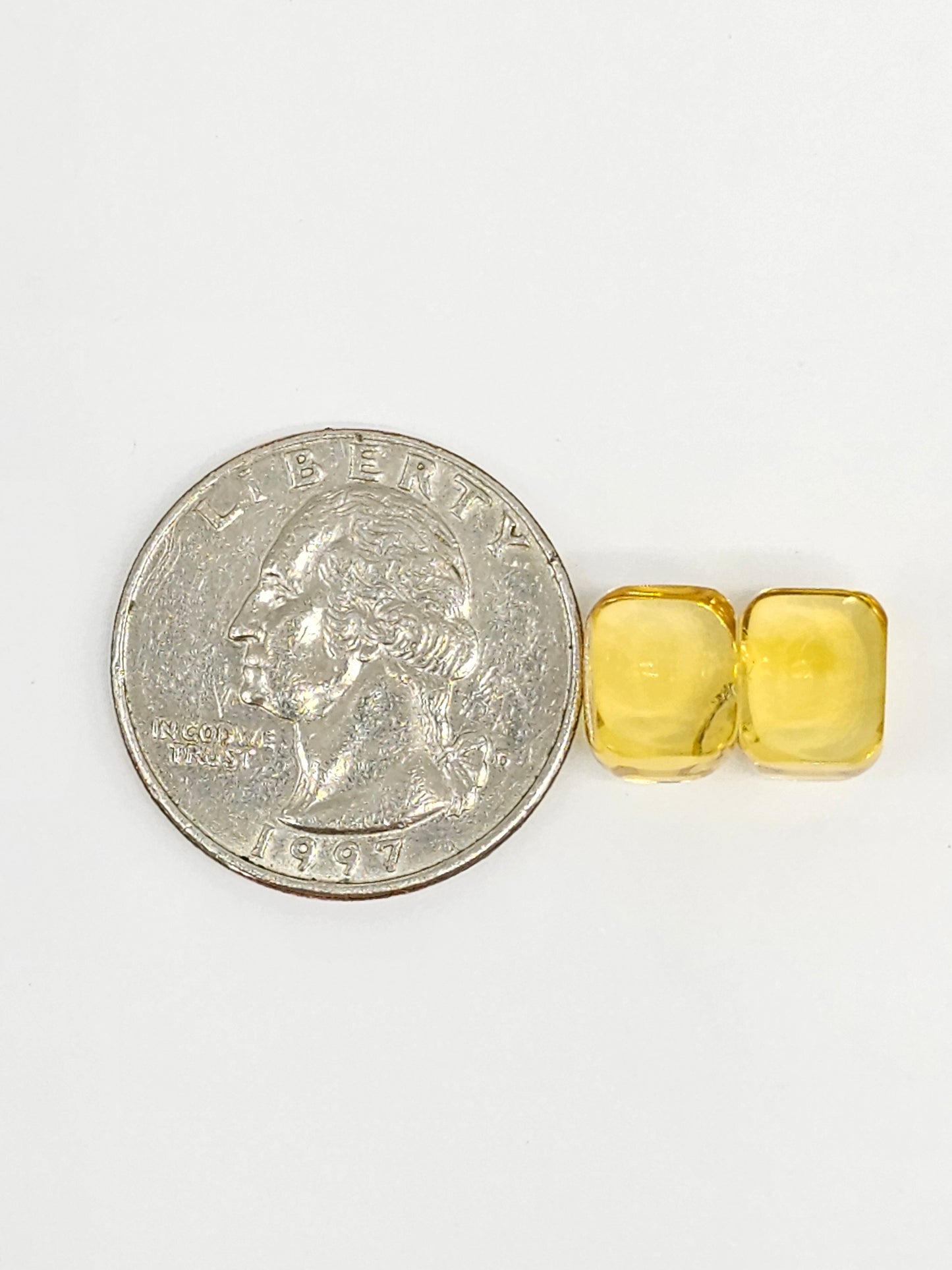 Amber cabochon pair | Artisan Cut Gemstone