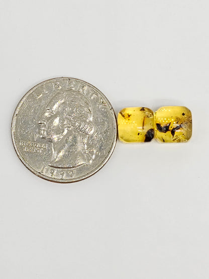 Amber cabochon pair | Artisan Cut Gemstone