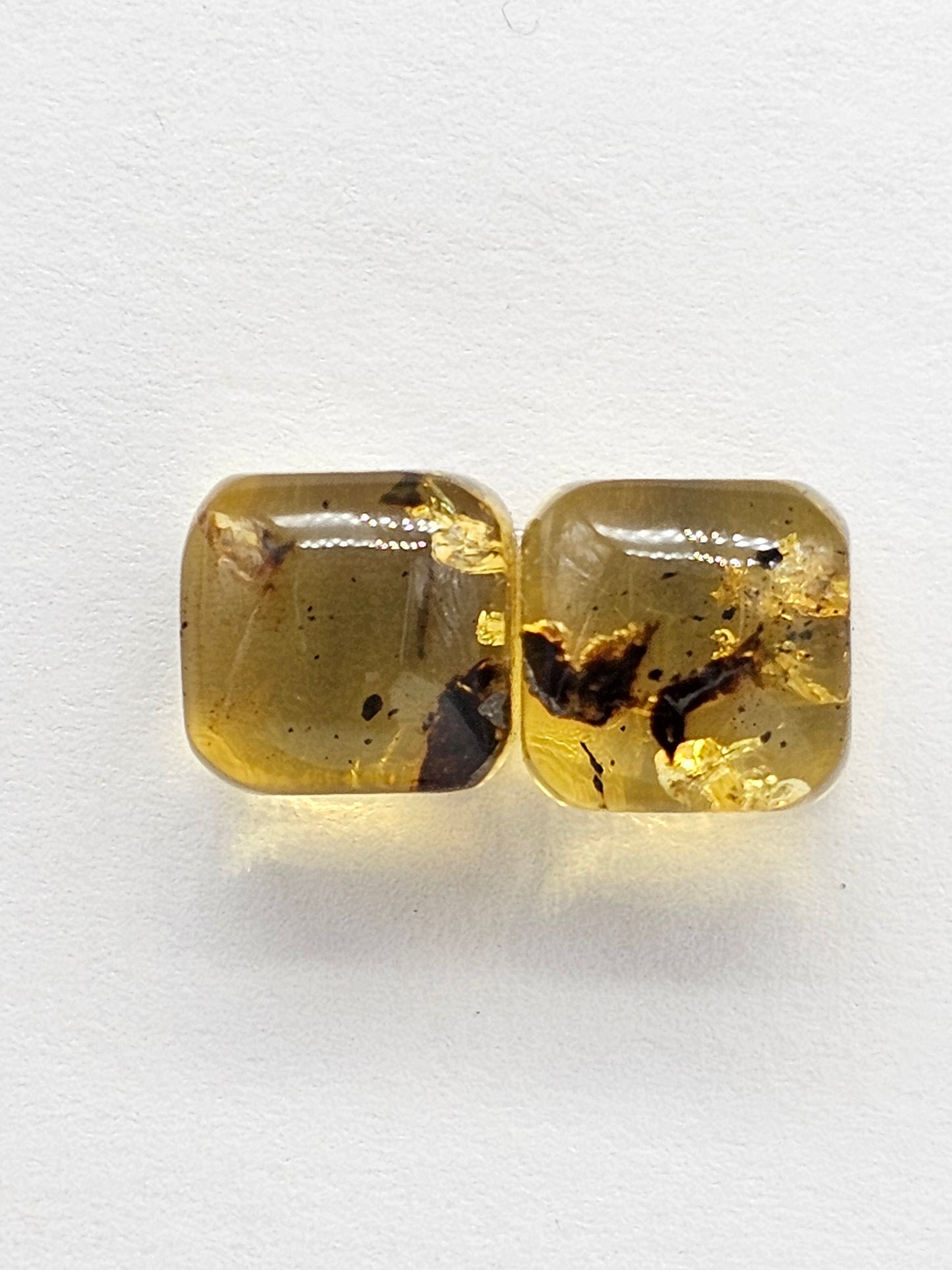 Amber cabochon pair | Artisan Cut Gemstone