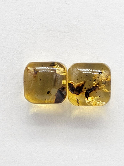 Amber cabochon pair | Artisan Cut Gemstone