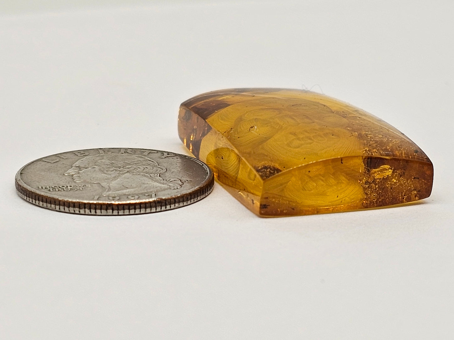 Amber Intaglio Cabochon | Hand-Carved Natural Amber