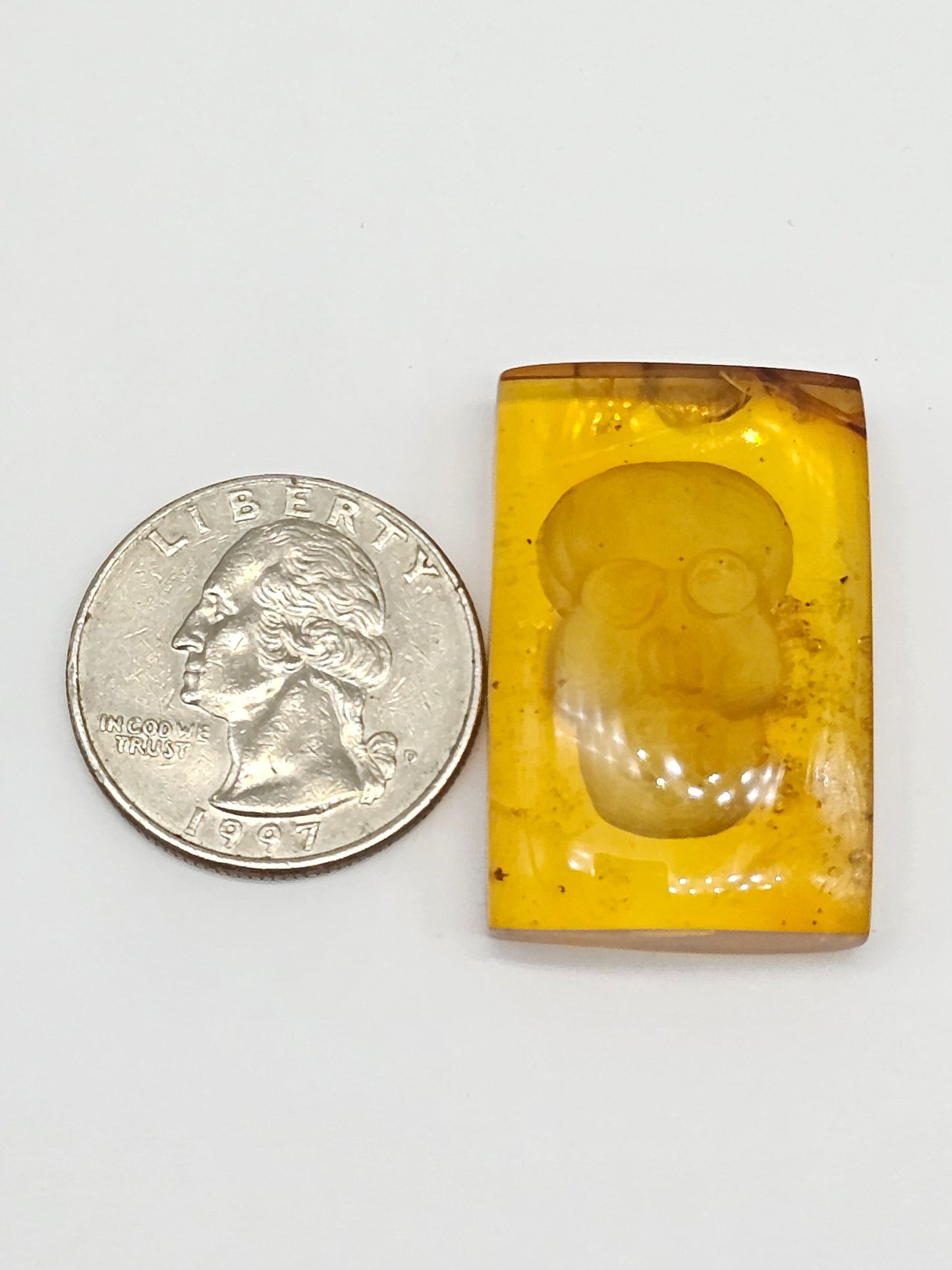 Amber Intaglio Cabochon | Hand-Carved Natural Amber