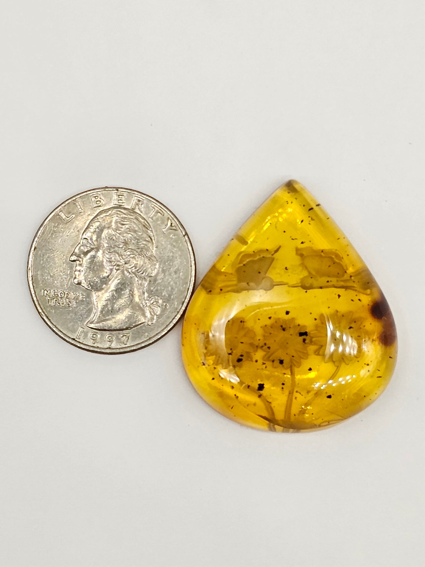 Amber Intaglio Cabochon | Hand-Carved Natural Amber