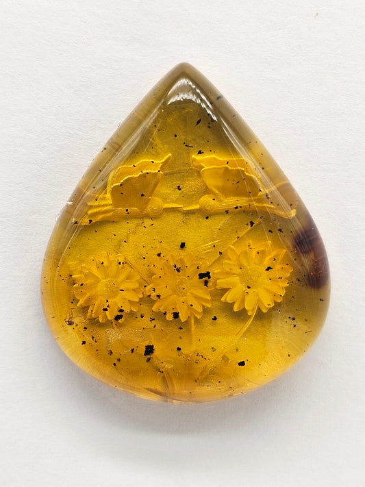 Amber Intaglio Cabochon | Hand-Carved Natural Amber