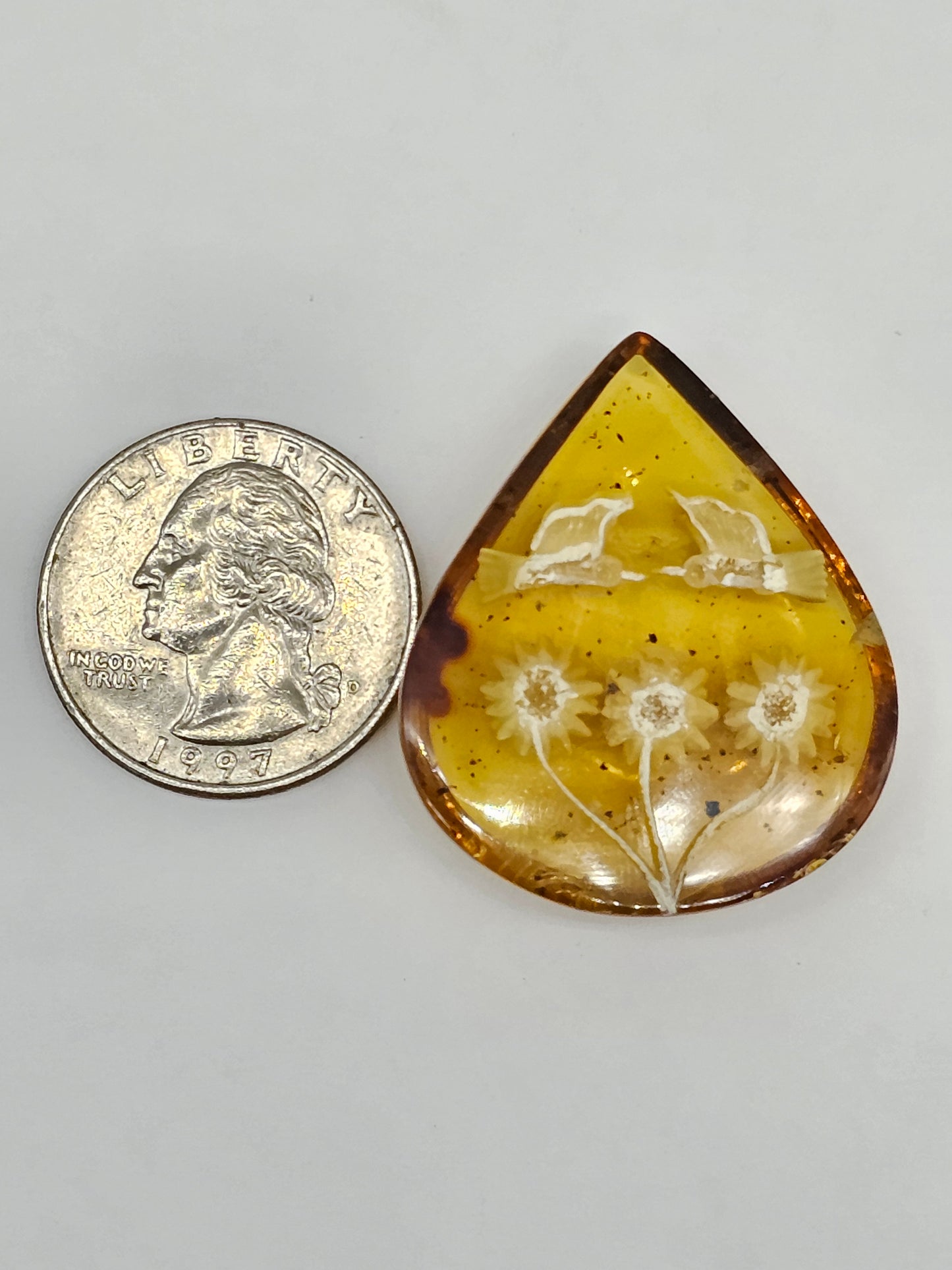 Amber Intaglio Cabochon | Hand-Carved Natural Amber