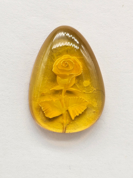 Amber Intaglio Cabochon | Hand-Carved Natural Amber