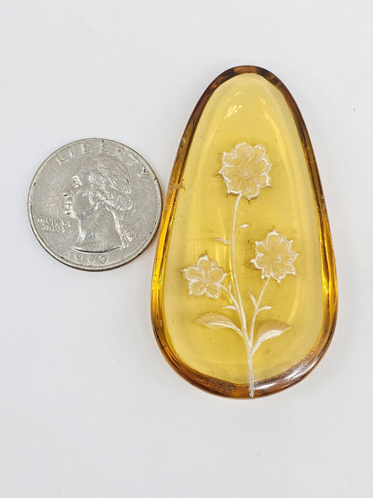 Amber Intaglio Cabochon | Hand-Carved Natural Amber