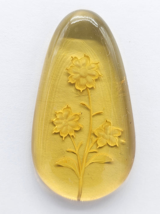 Amber Intaglio Cabochon | Hand-Carved Natural Amber