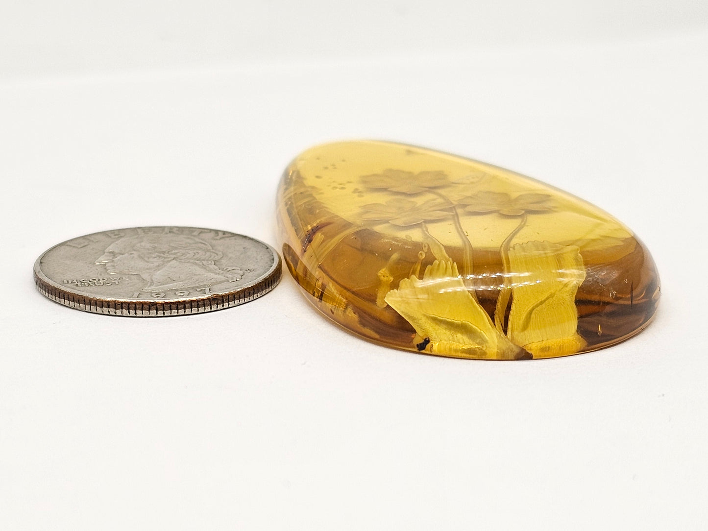 Amber Intaglio Cabochon | Hand-Carved Natural Amber