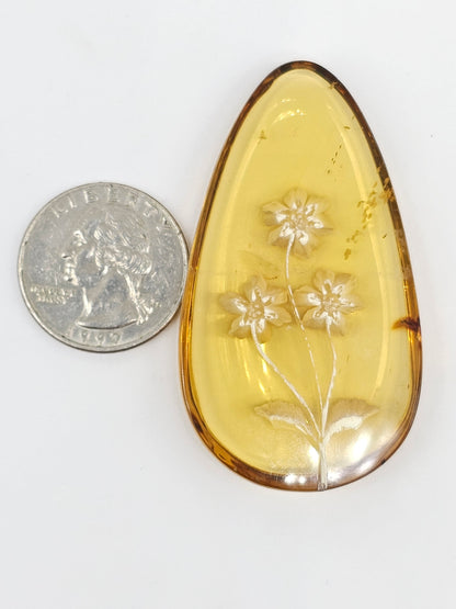 Amber Intaglio Cabochon | Hand-Carved Natural Amber