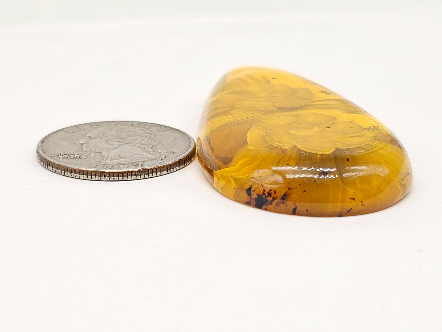Amber Intaglio Cabochon | Hand-Carved Natural Amber