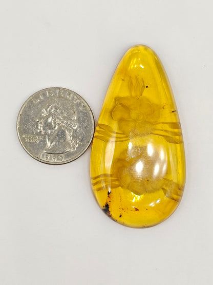 Amber Intaglio Cabochon | Hand-Carved Natural Amber