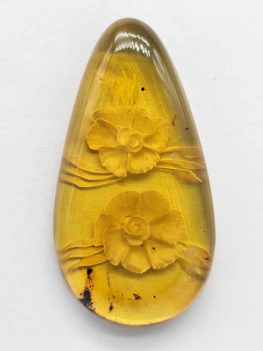Amber Intaglio Cabochon | Hand-Carved Natural Amber