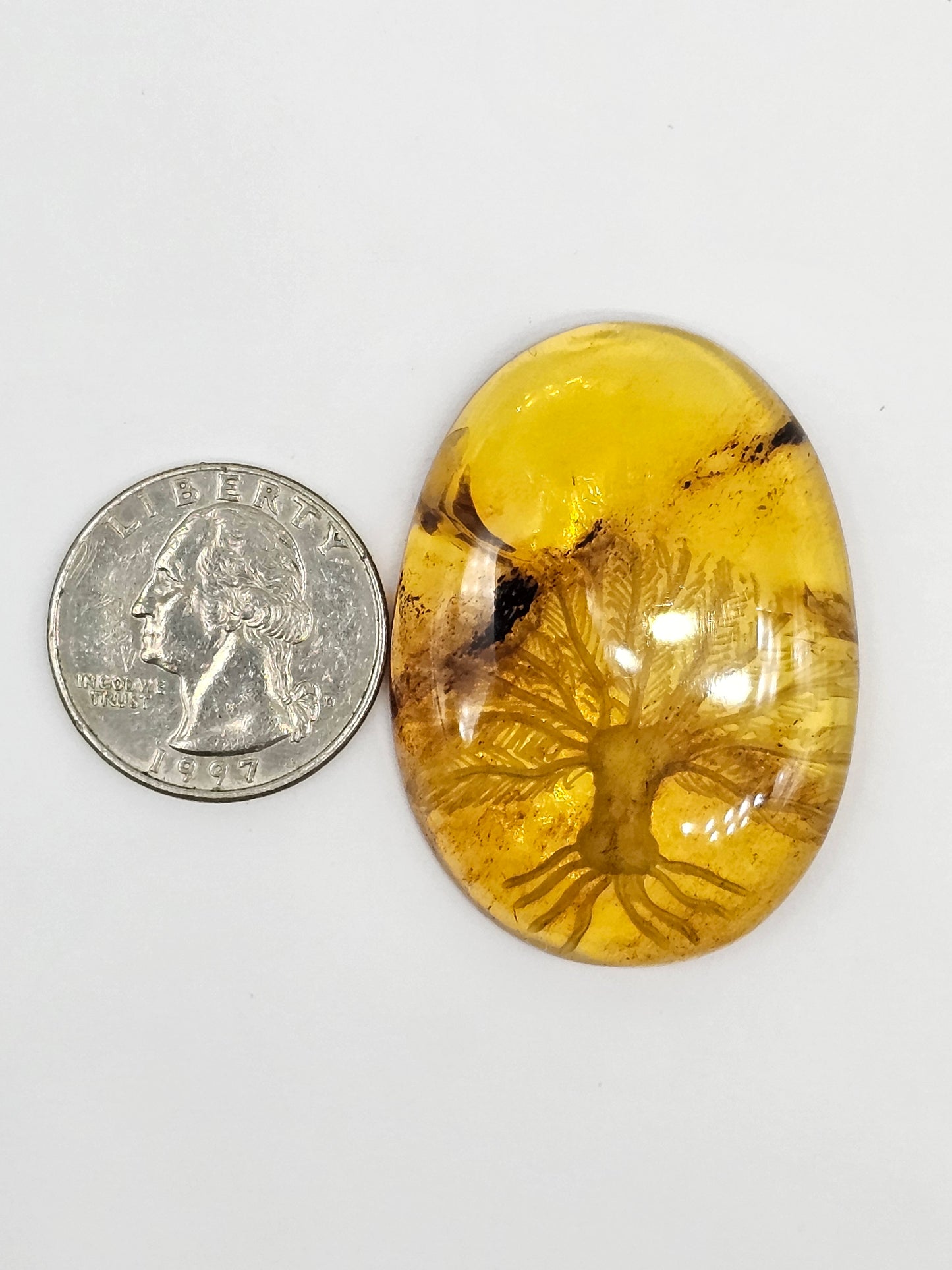 Amber Intaglio Cabochon | Hand-Carved Natural Amber