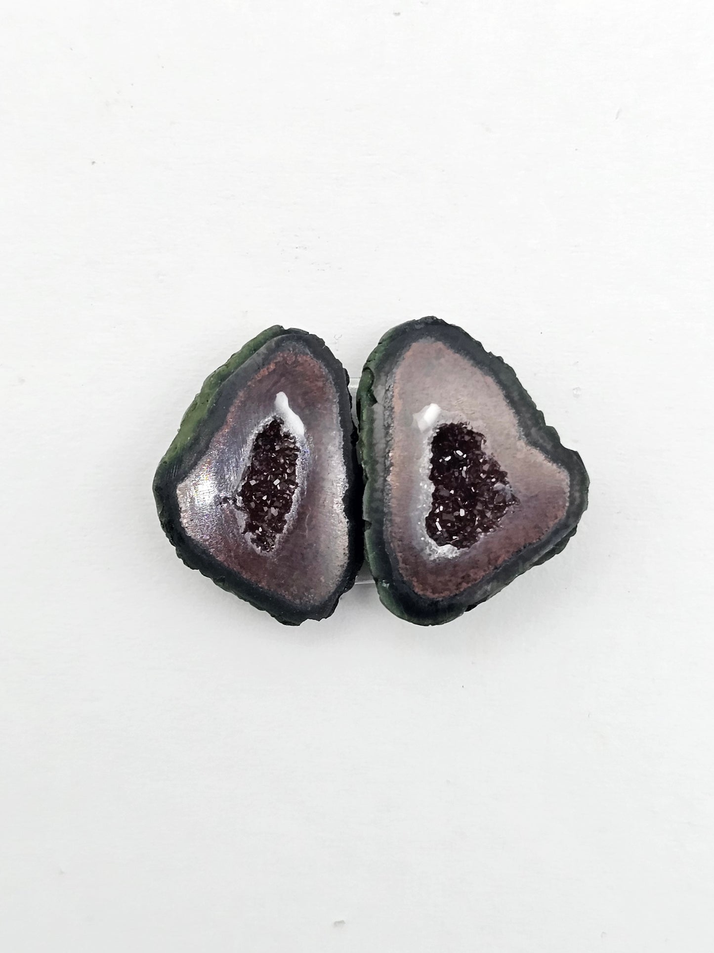 Tabasco Geode Cabochon Pair | Natural Mexican Geode
