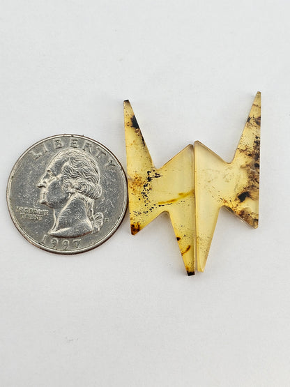 Amber authentic cabochon lightning pair large