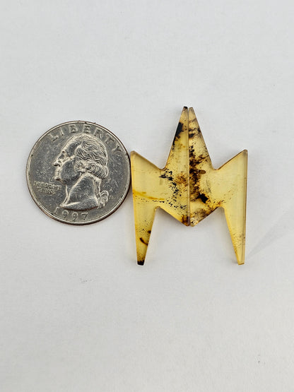 Amber authentic cabochon lightning pair large