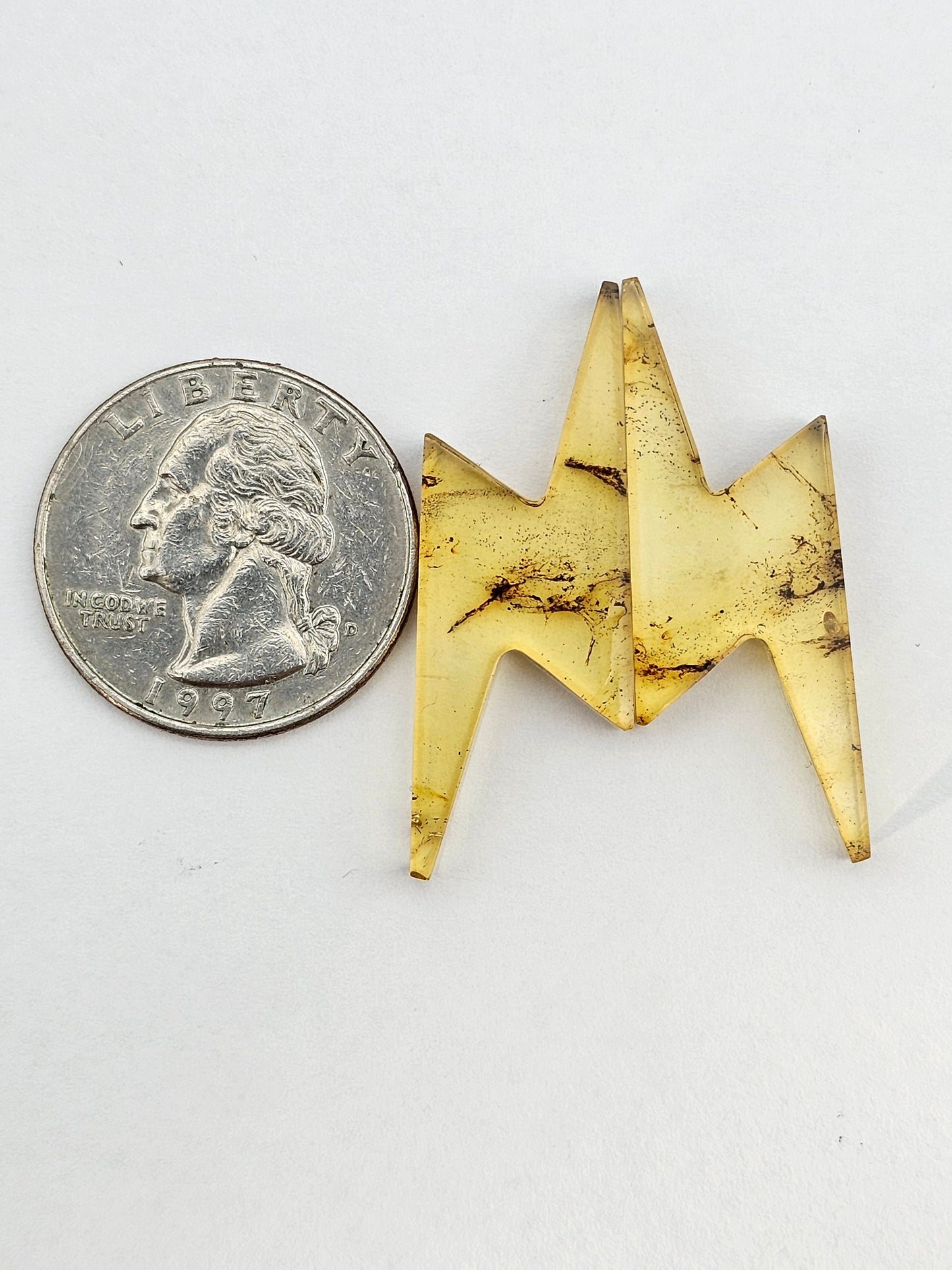 Amber authentic cabochon lightning pair large