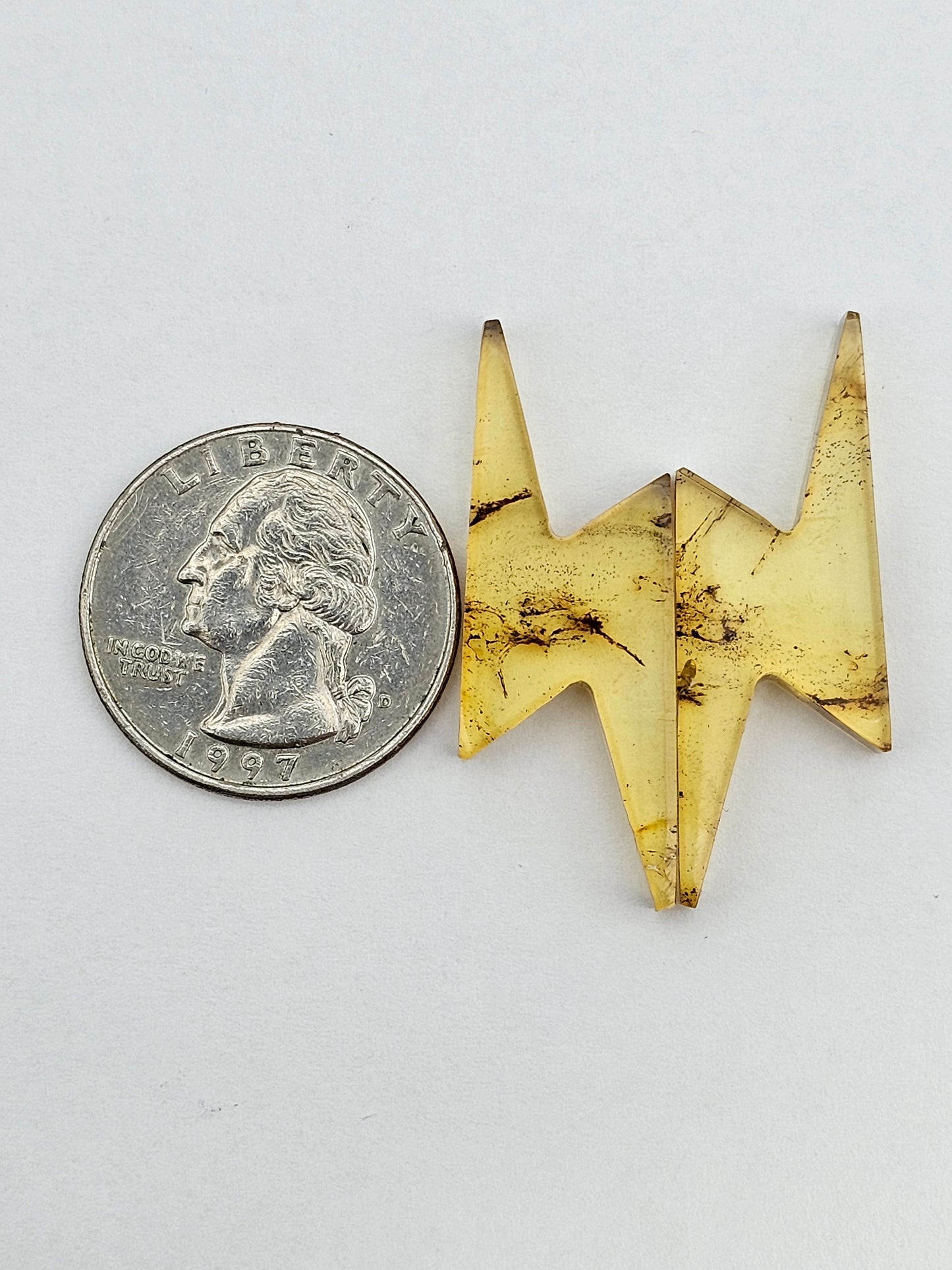 Amber authentic cabochon lightning pair large