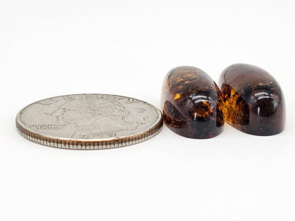Amber cabochon pair | Artisan Cut Gemstone
