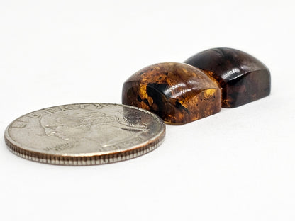 Amber cabochon pair | Artisan Cut Gemstone