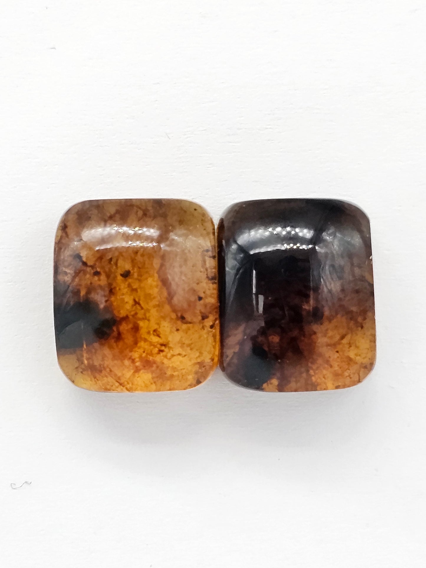 Amber cabochon pair | Artisan Cut Gemstone