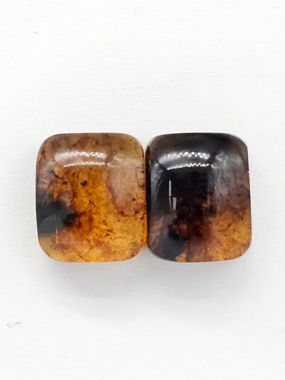 Amber cabochon pair | Artisan Cut Gemstone