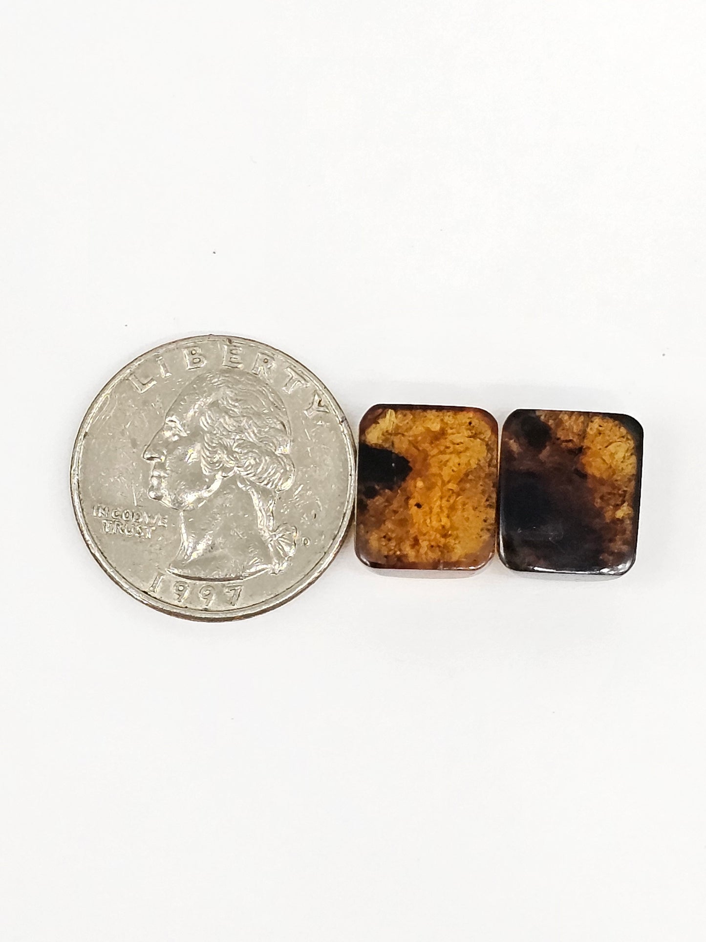 Amber cabochon pair | Artisan Cut Gemstone