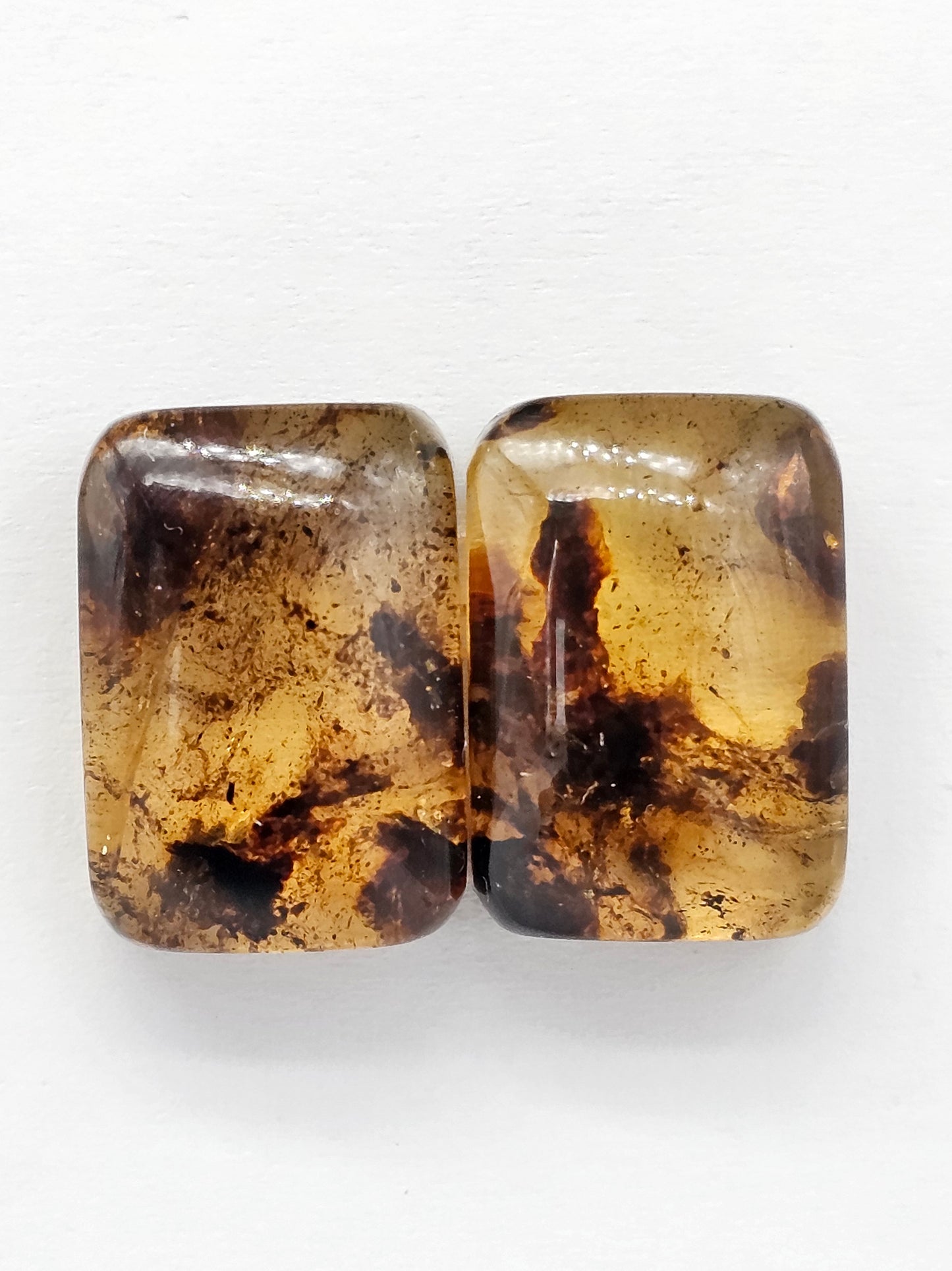 Amber cabochon pair | Artisan Cut Gemstone