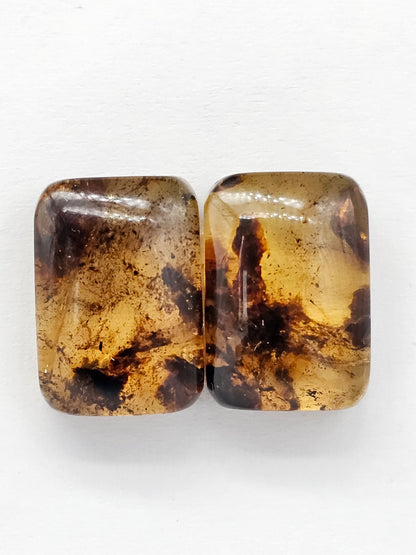 Amber cabochon pair | Artisan Cut Gemstone