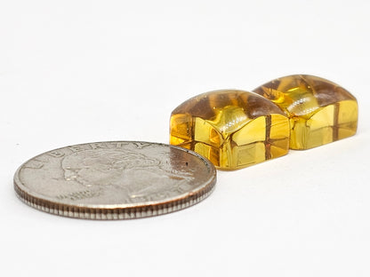 Amber cabochon pair | Artisan Cut Gemstone