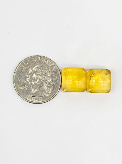 Amber cabochon pair | Artisan Cut Gemstone