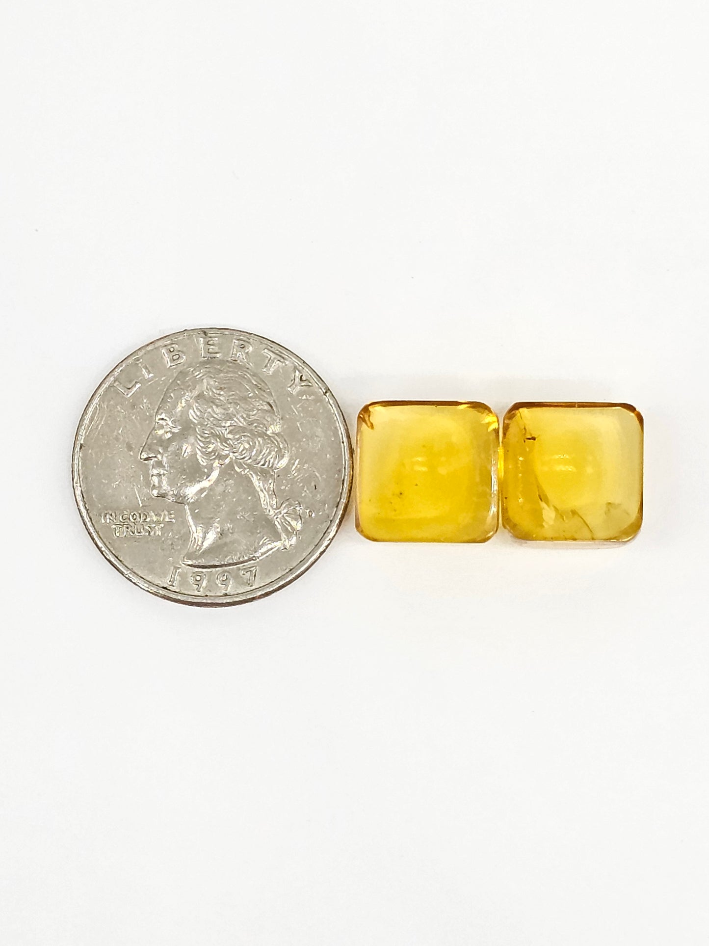 Amber cabochon pair | Artisan Cut Gemstone