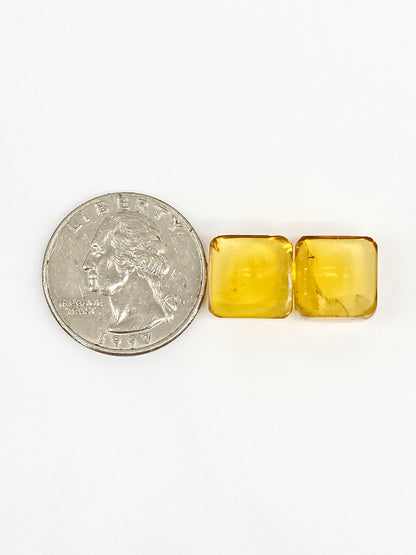 Amber cabochon pair | Artisan Cut Gemstone