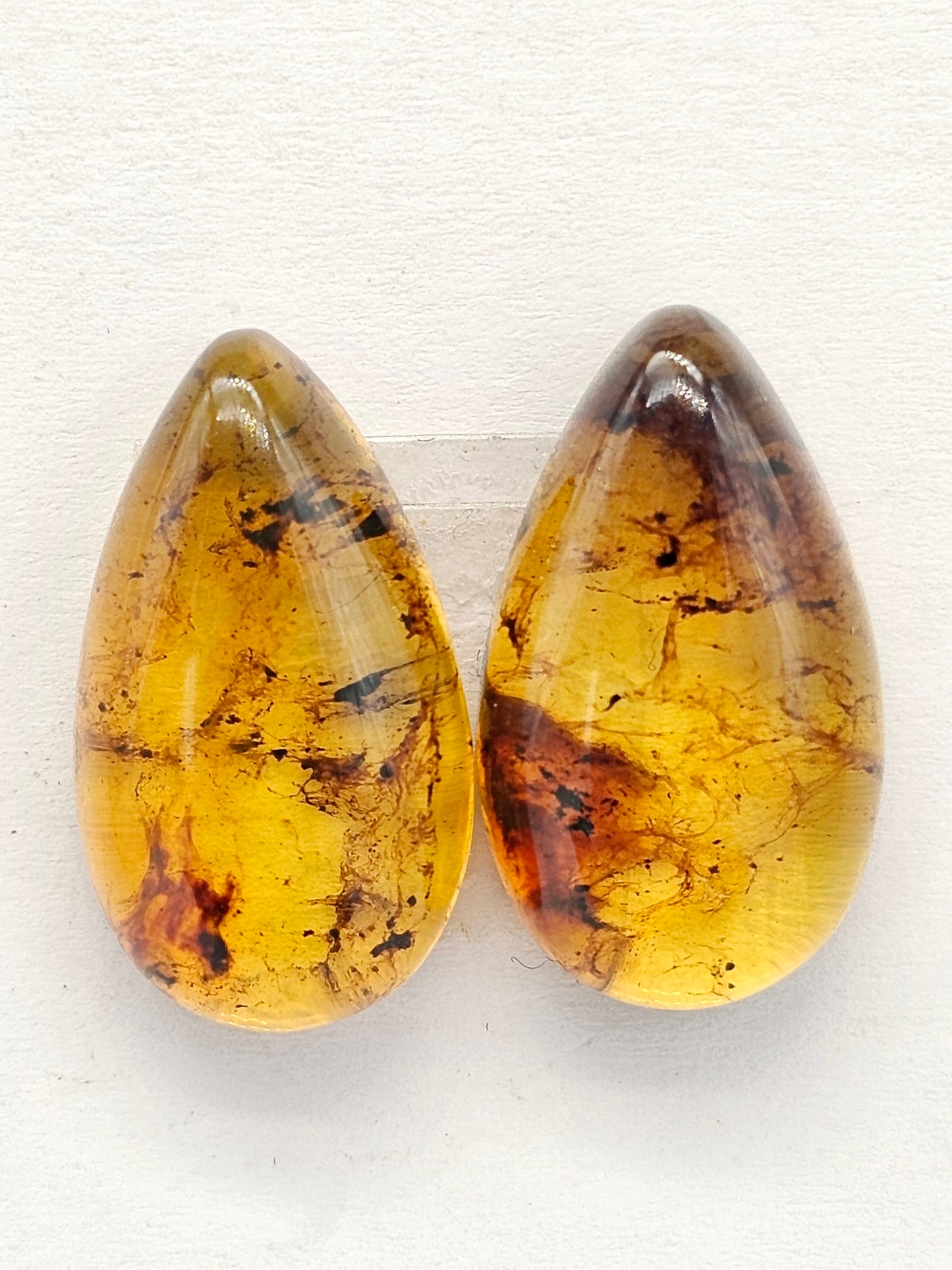 Amber cabochon pair | Artisan Cut Gemstone