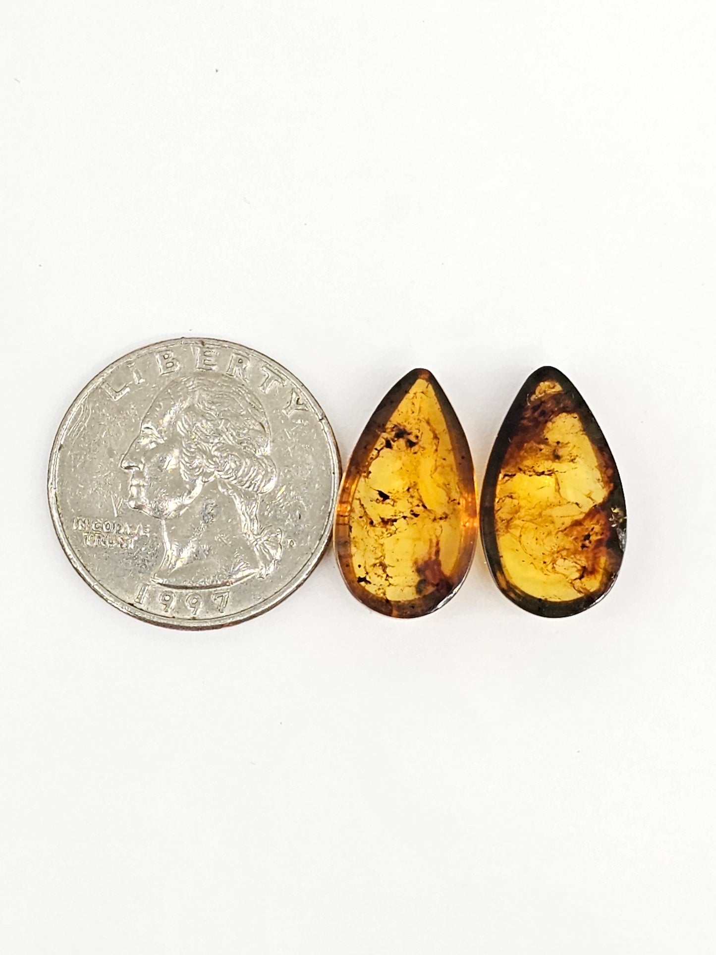 Amber cabochon pair | Artisan Cut Gemstone
